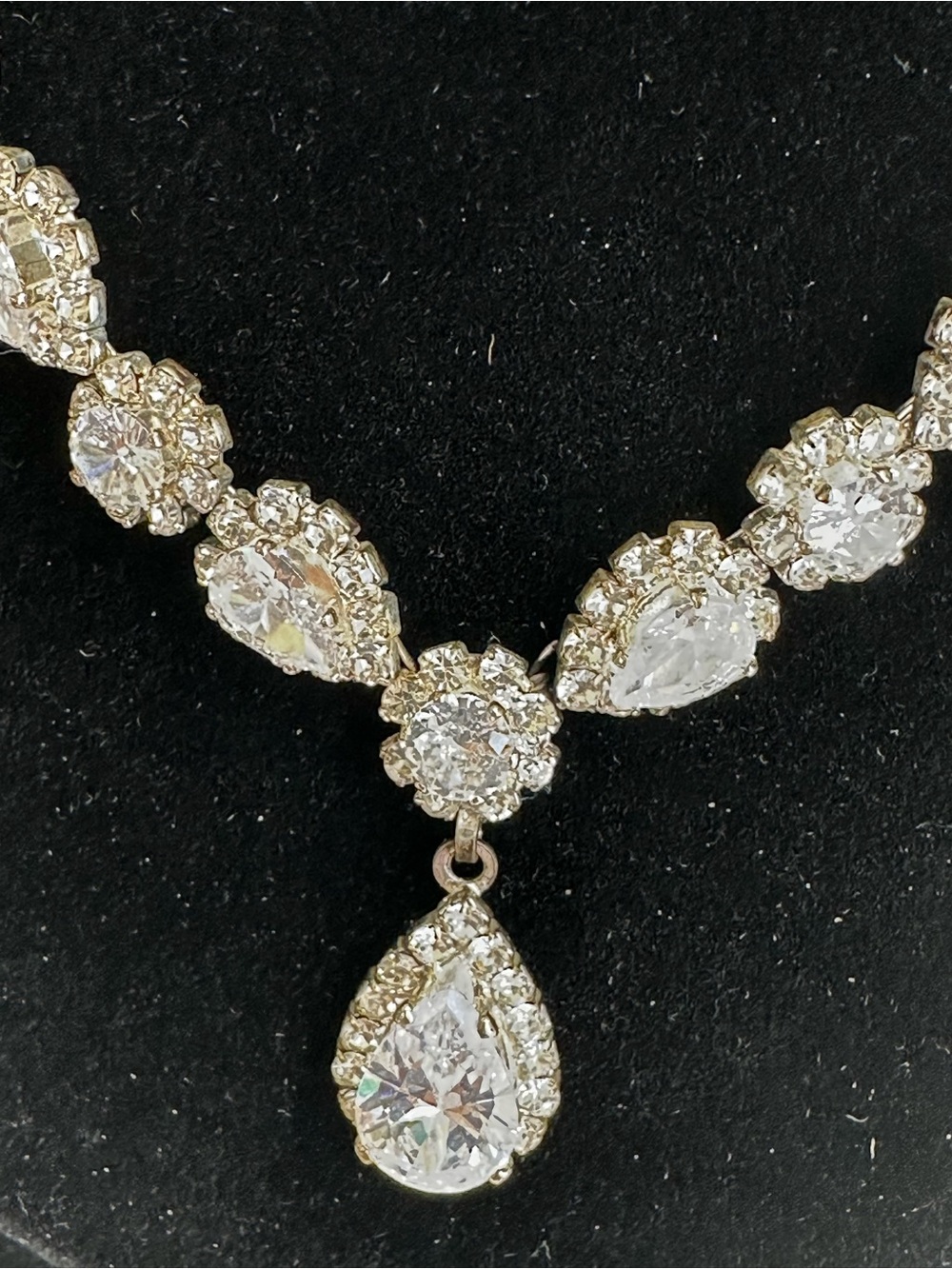 Gold Crystal Teardrop Pendant Necklace - Sparkling Gold Bridal Necklace